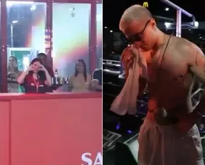 Cantor para trio, faz declaração e chora após um mês sem ver a namorada - Imagem