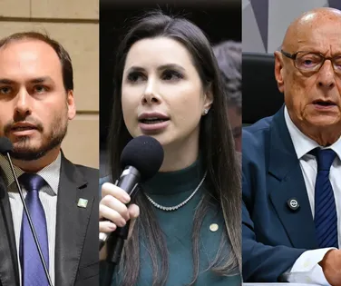 Carlos Bolsonaro e Carol de Toni ameaçam deixar Amin fora do Senado - Imagem