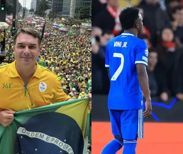 Flávio Bolsonaro manda recado a Vini Jr: "Não podemos nos calar" - Imagem
