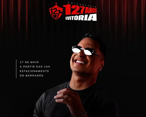 Vitória promove show de Xanddy Harmonia em celebração de 127 anos - Imagem