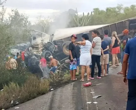Colisão entre van e caminhão deixa 15 mortos na BR-116 - Imagem