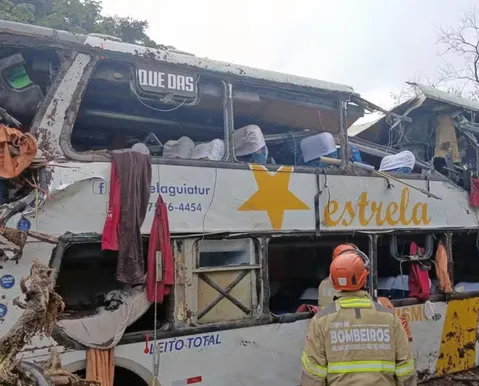 Nove pessoas morrem em tombamento de ônibus na descida de rodovia