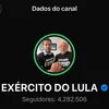 Com 4,3 milhões de inscritos, canal “Exército do Lula" volta ao ar