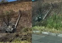 Duas pessoas morrem após carro bater em poste e pegar fogo na BR-324