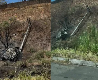 Duas pessoas morrem após carro bater em poste e pegar fogo na BR-324