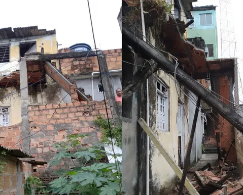 Casa desaba parcialmente na Federação e assusta moradores - Imagem