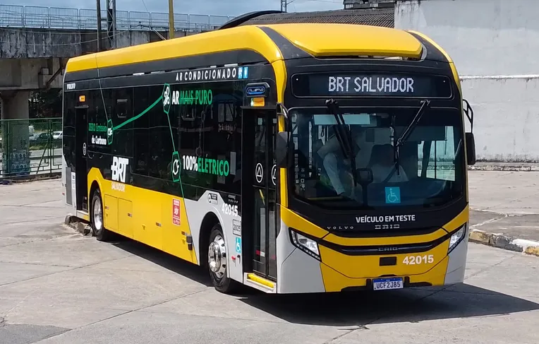 Novo ônibus elétrico do BRT inicia teste nesta quinta em Salvador