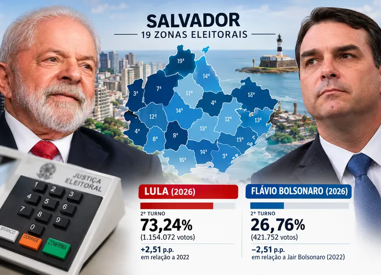 Mapa eleitoral de Salvador revela avanço de Lula e diferença na votação de Flávio e Jair