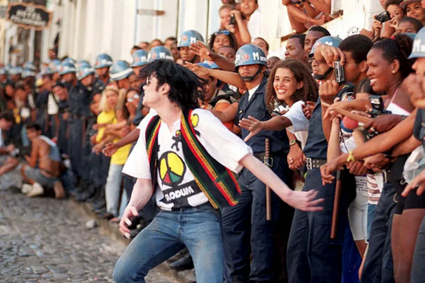 Michael Jackson no Pelourinho para a gravação do clip com o Olodum