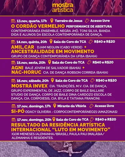 Programação da '14ª Jornada de Dança da Bahia'