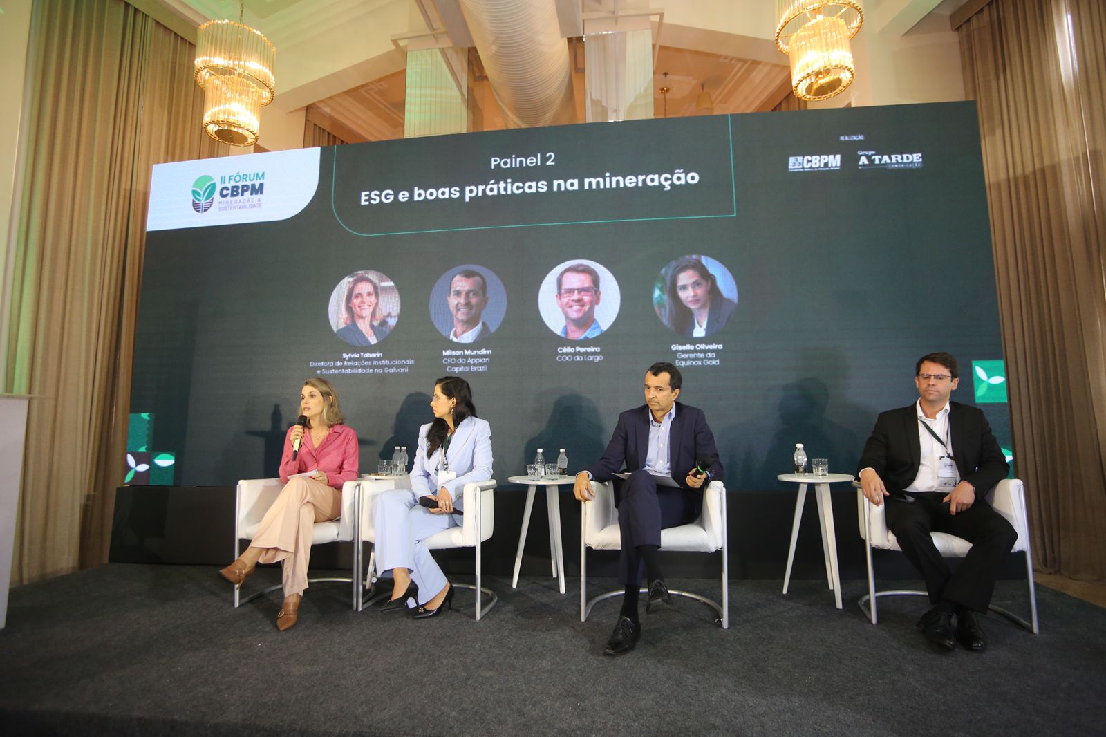 Sylvia Tabarin, diretora de relações institucionais e Sustentabilidade da Galvani; Giselle Oliveira, gerente da Equinox Gold; Milson Mundim, CFO da Appian Capital Brazil; Célio Pereira, CEO da Largo