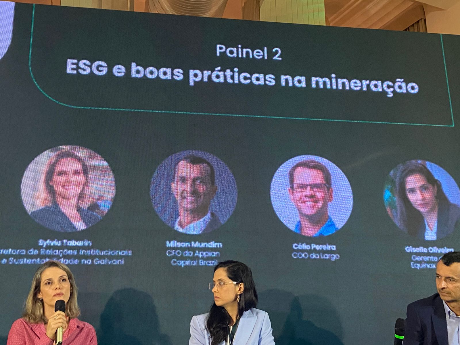 Sylvia Tabarin, diretora de relações institucionais e Sustentabilidade da Galvani; Giselle Oliveira, gerente da Equinox Gold; Milson Mundim, CFO da Appian Capital Brazil; Célio Pereira, CEO da Largo