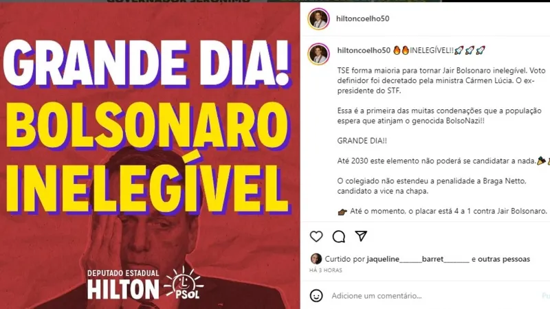 Jerônimo e políticos baianos comemoram inelegibilidade de Bolsonaro