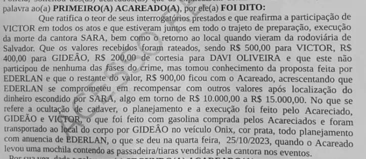 Caso Sara Mariano: veja depoimento completo e confissão dos suspeitos