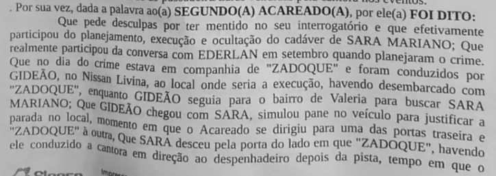 Caso Sara Mariano: veja depoimento completo e confissão dos suspeitos