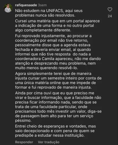 Alunas da UNIFACS denunciam falta de aulas: "caso de negligência"