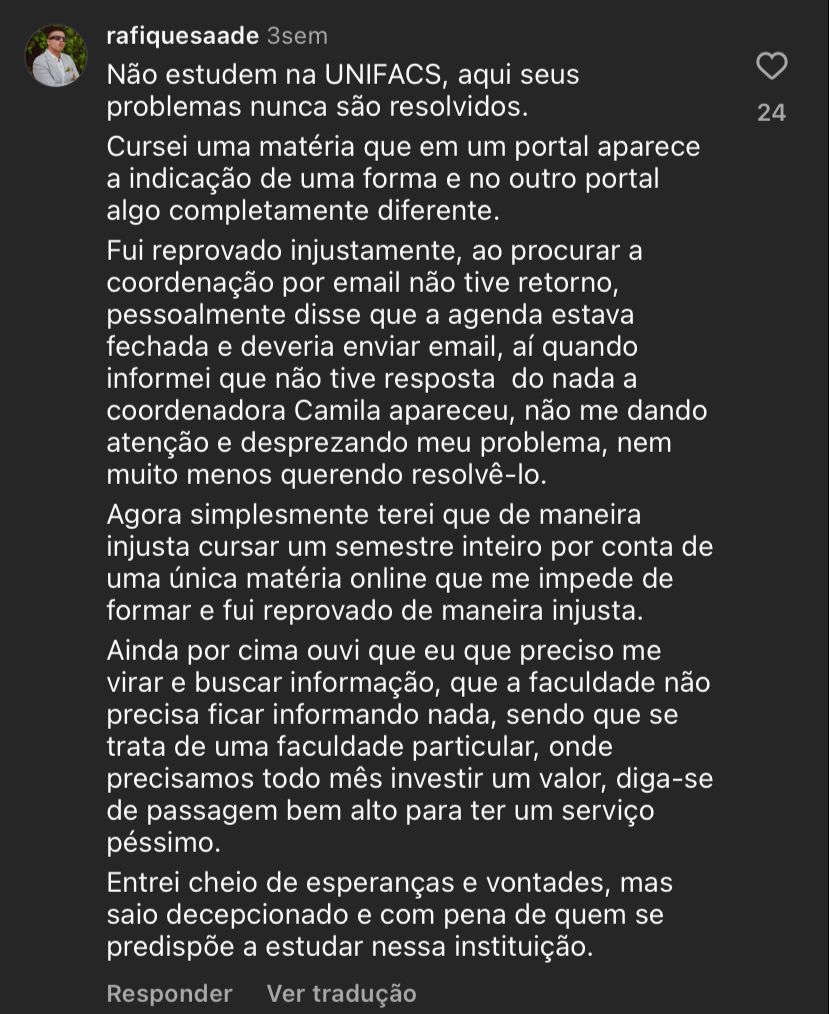Alunas da UNIFACS denunciam falta de aulas: "caso de negligência"