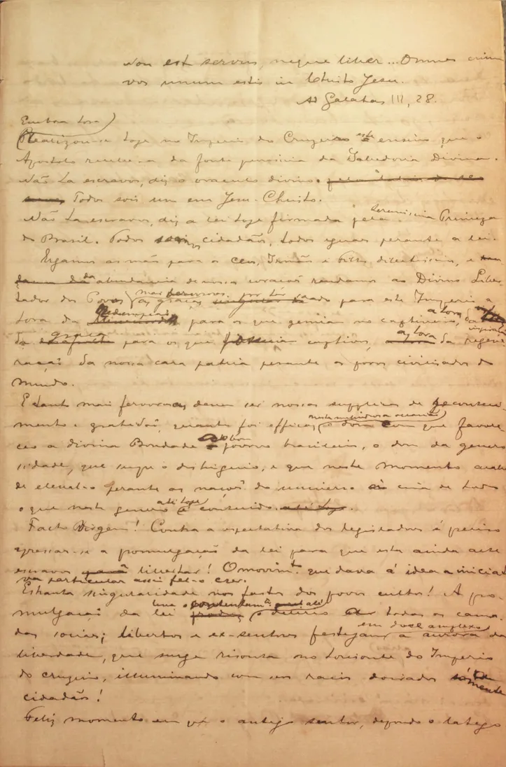 Discurso de D. Luís Antônio dos Santos no dia da assinatura da Lei Áurea (13 de maio de 1888)