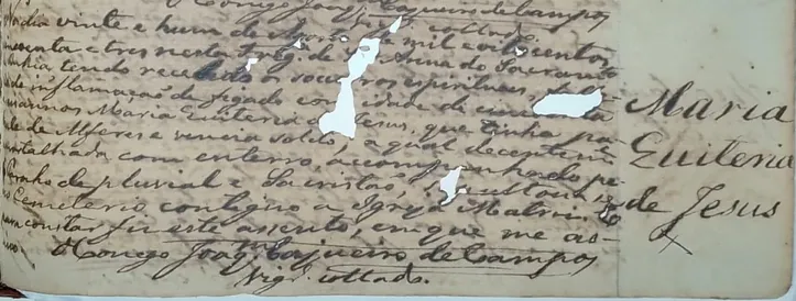 Certidão de óbito de Maria Quitéria (1853)