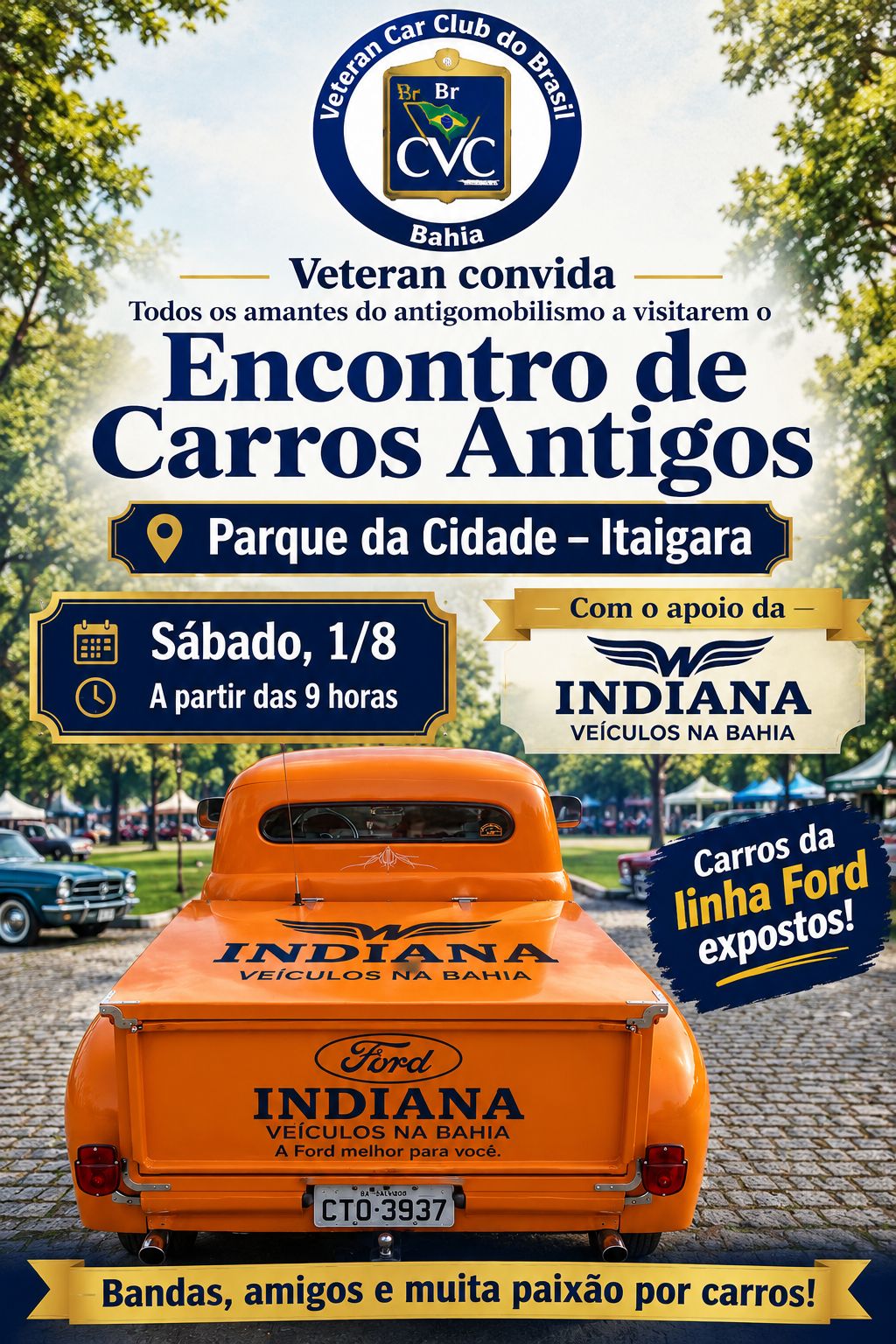 Carro mais antigo do Brasil é atração em evento no Parque da Cidade