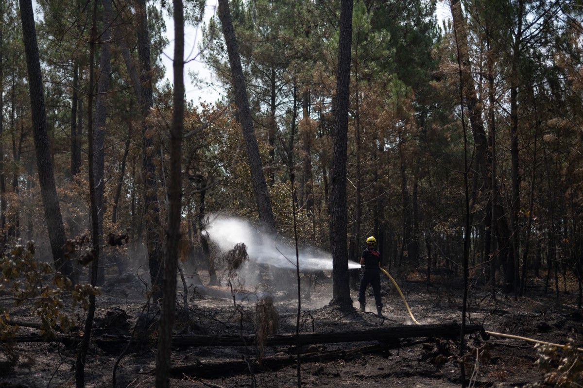 Na França, as temperaturas caíram perto de Bordeaux, a capital do vinho, gerando esperanças de que o incêndio em uma floresta de pinheiros à beira-mar — que deslocou 220.000 pessoas e destruiu cerca de 240 casas — estivesse chegando ao fim.