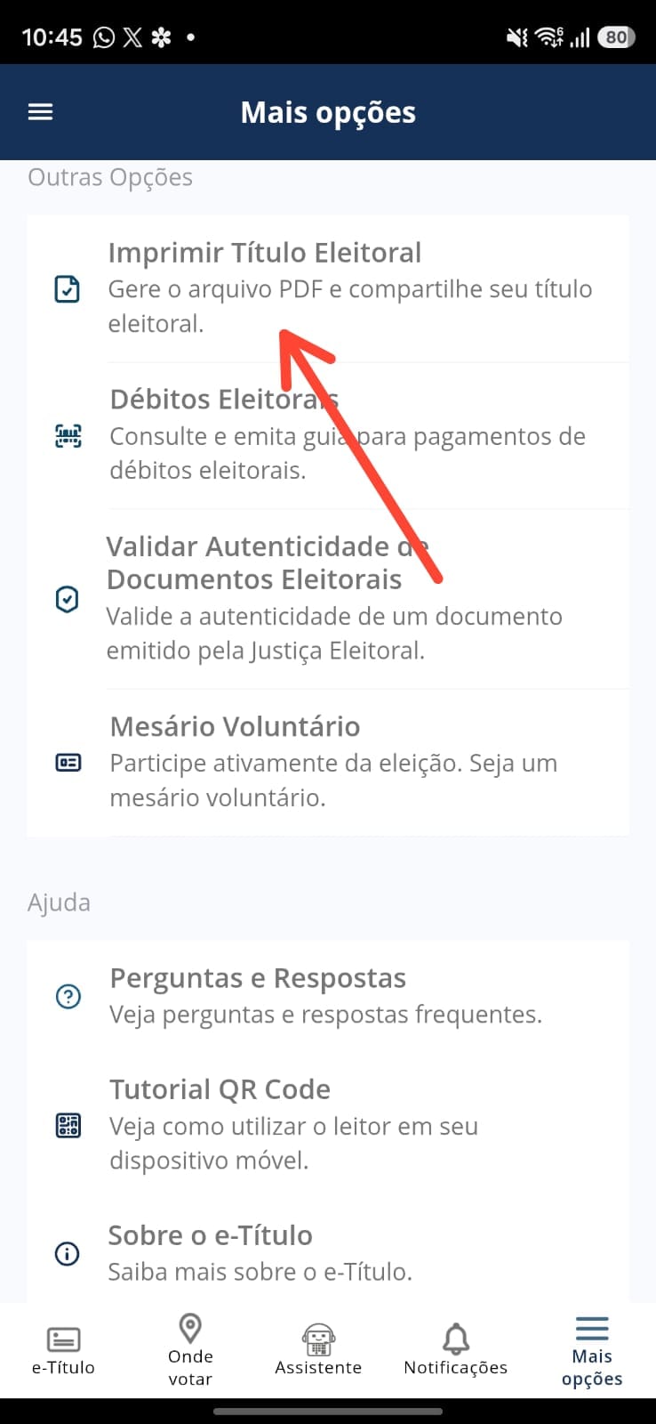 Impressão do título de eleitor no e-Título