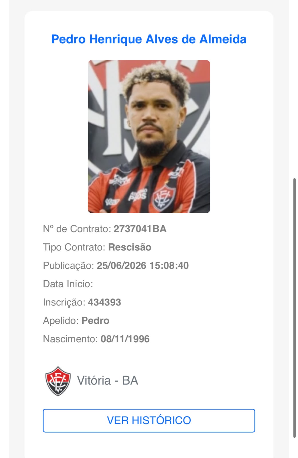 Sem estrear, atacante tem contrato rescindido pelo Vitória