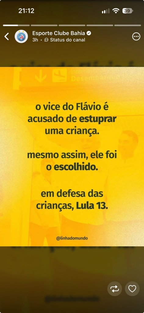 Publicação foi retirada do canal oficial do clube após circular na internet