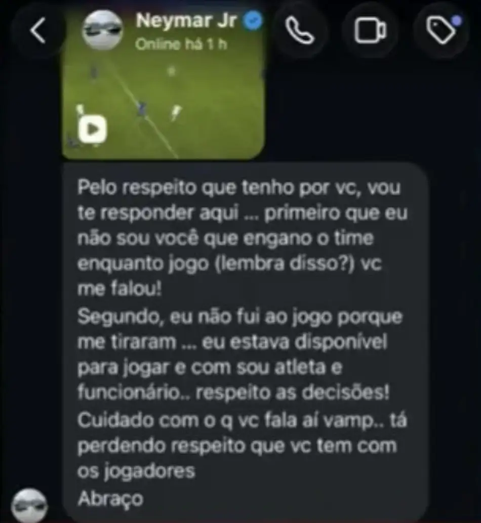 Conversa entre Neymar e Vampeta no Instagram