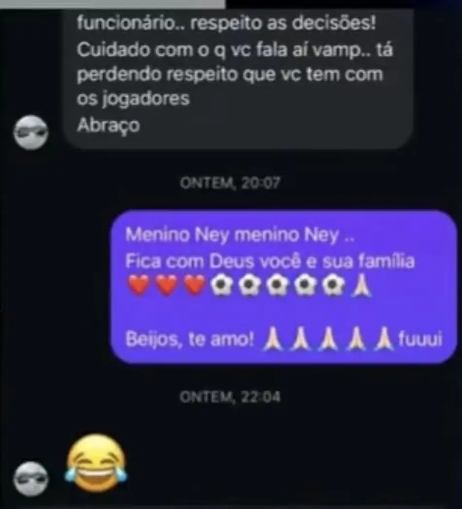 Conversa entre Neymar e Vampeta no Instagram