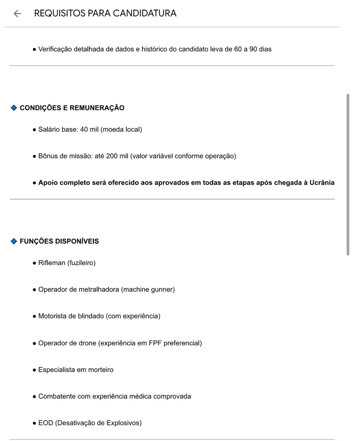 De Salvador ao Front: grupo promete altos salários para recrutar jovens à Ucrânia