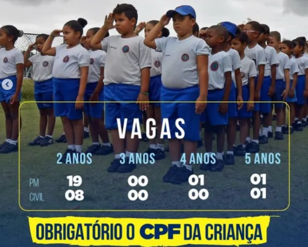 As matrículas dos alunos sorteados ocorrerão entre 02 a 05 de fevereiro