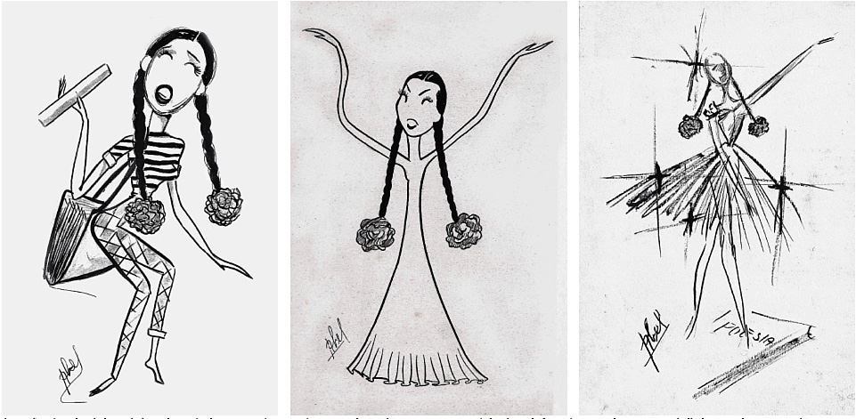 Ilustrações do artista baiano Abel Marti, um dos integrantes da turma da poeta carioca Yole Manon, um grupo de intelectuais formado por escritores, poetas, bailarinos e artistas em geral