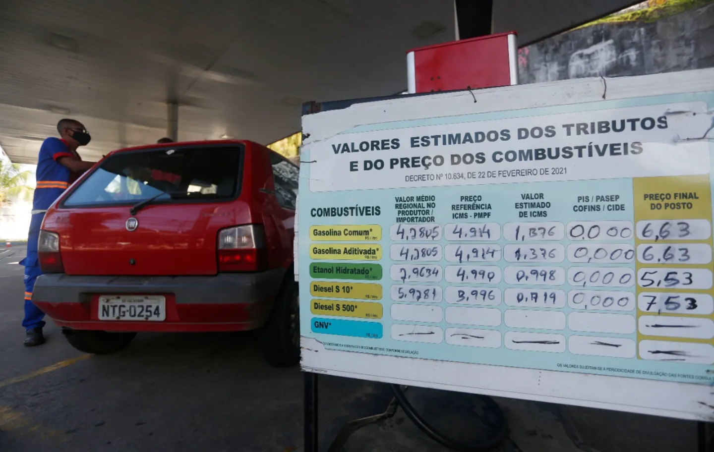 O etanol hidratado teve redução de R$ 0,10/litro