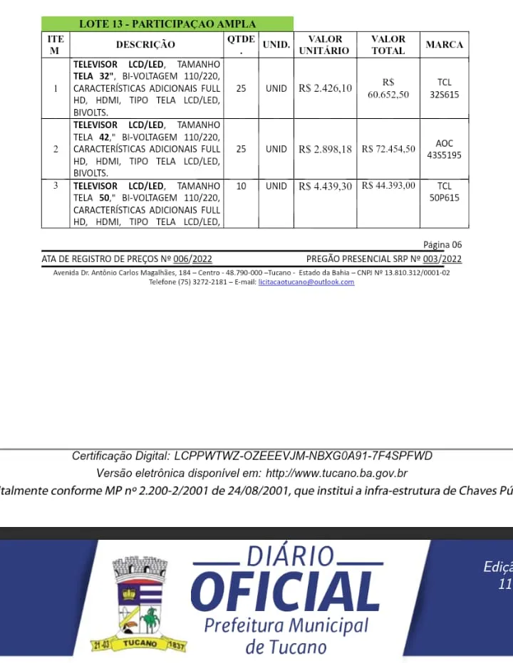 Imagem ilustrativa da imagem Prefeitura de Tucano prevê contratação de R$ 1,5 milhão em móveis