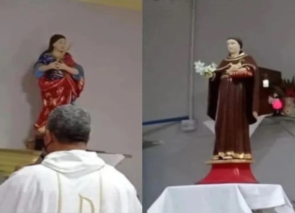 Igreja teve a porta lateral arrombada durante a ação