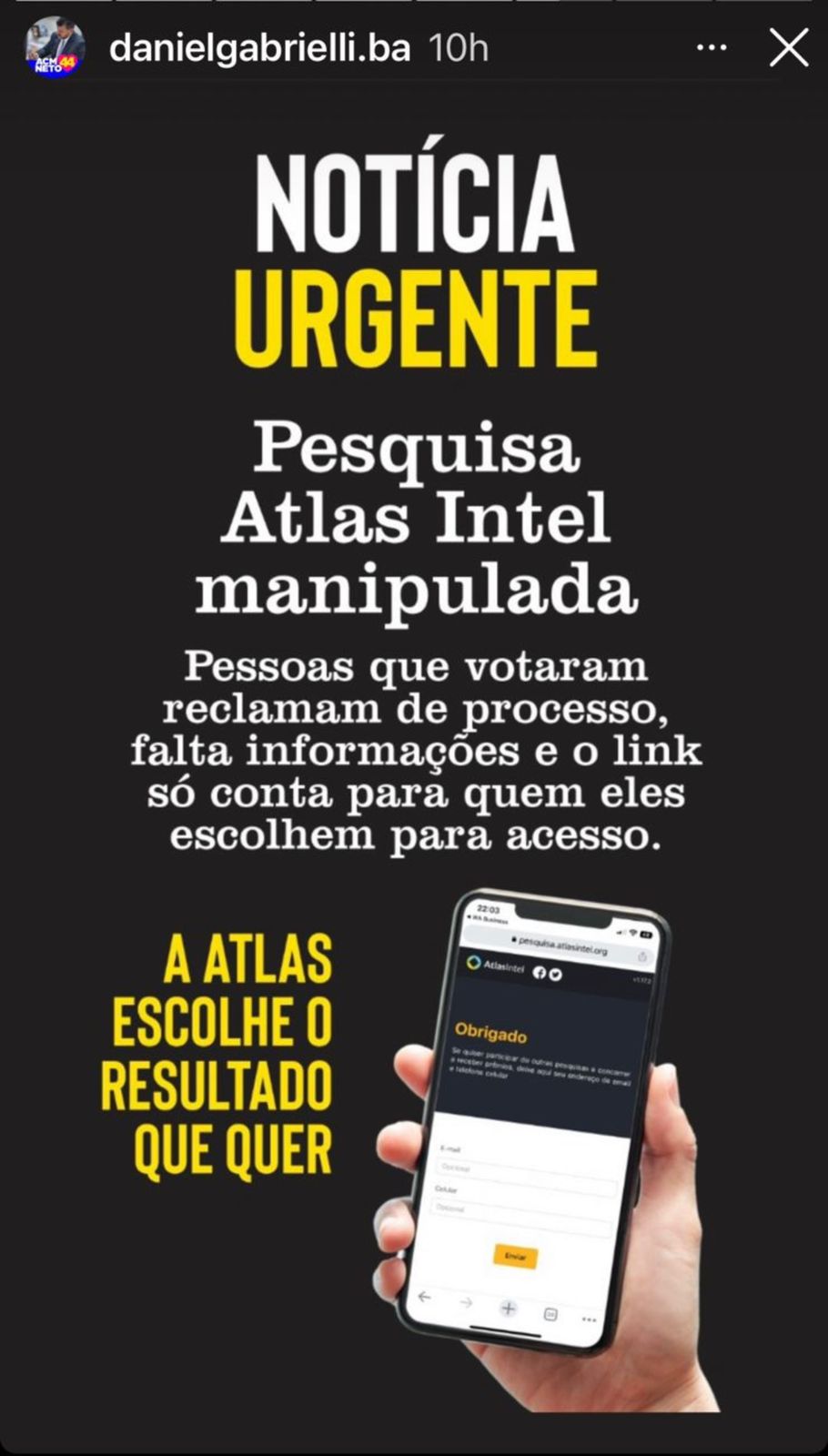 Imagem ilustrativa da imagem Apoiadores de ACM Neto compartilham fake news sobre pesquisas