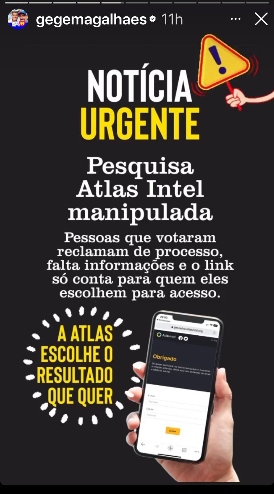 Imagem ilustrativa da imagem Apoiadores de ACM Neto compartilham fake news sobre pesquisas