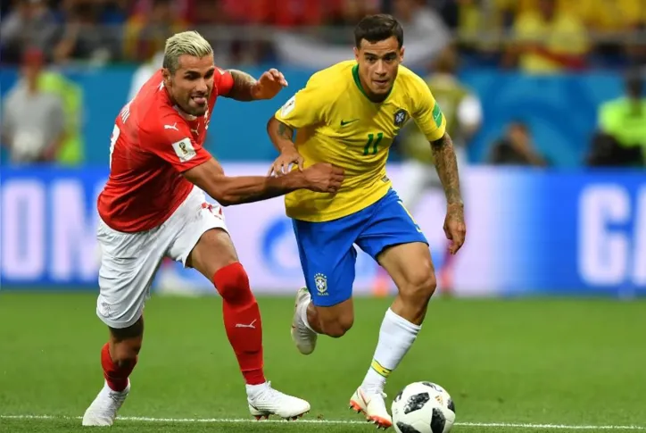 Coutinho balançou as redes pelo Brasil contra a Suíça em 2018