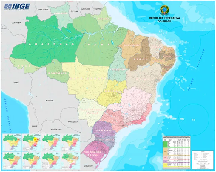 Visão geral do Mapa Político do Brasil, na escala 1:2.500.000