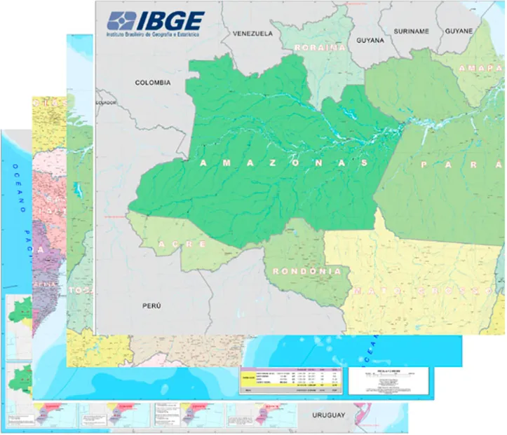 Visão geral dos quadrantes que compõem o Mapa Político do Brasil, na escala 1:2.500.000