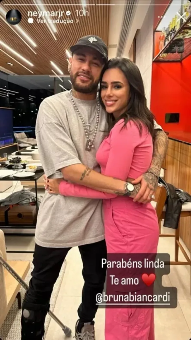 Imagem ilustrativa da imagem Neymar faz declaração de amor no aniversário de Bruna Biancardi