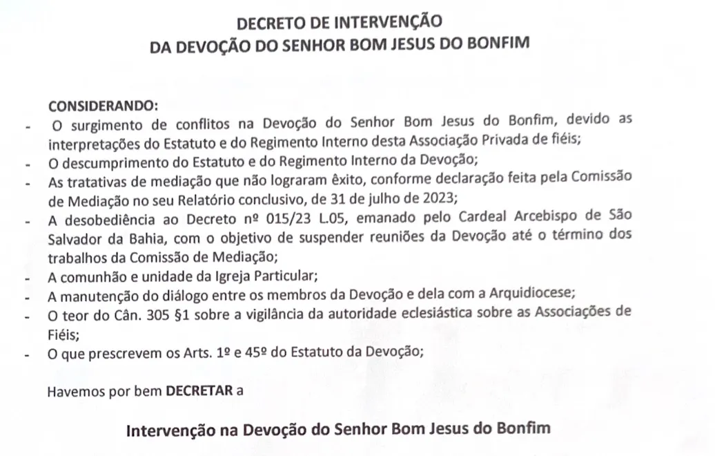 Imagem ilustrativa da imagem Padre é afastado de gestão e Basílica do Bonfim passa por intervenção