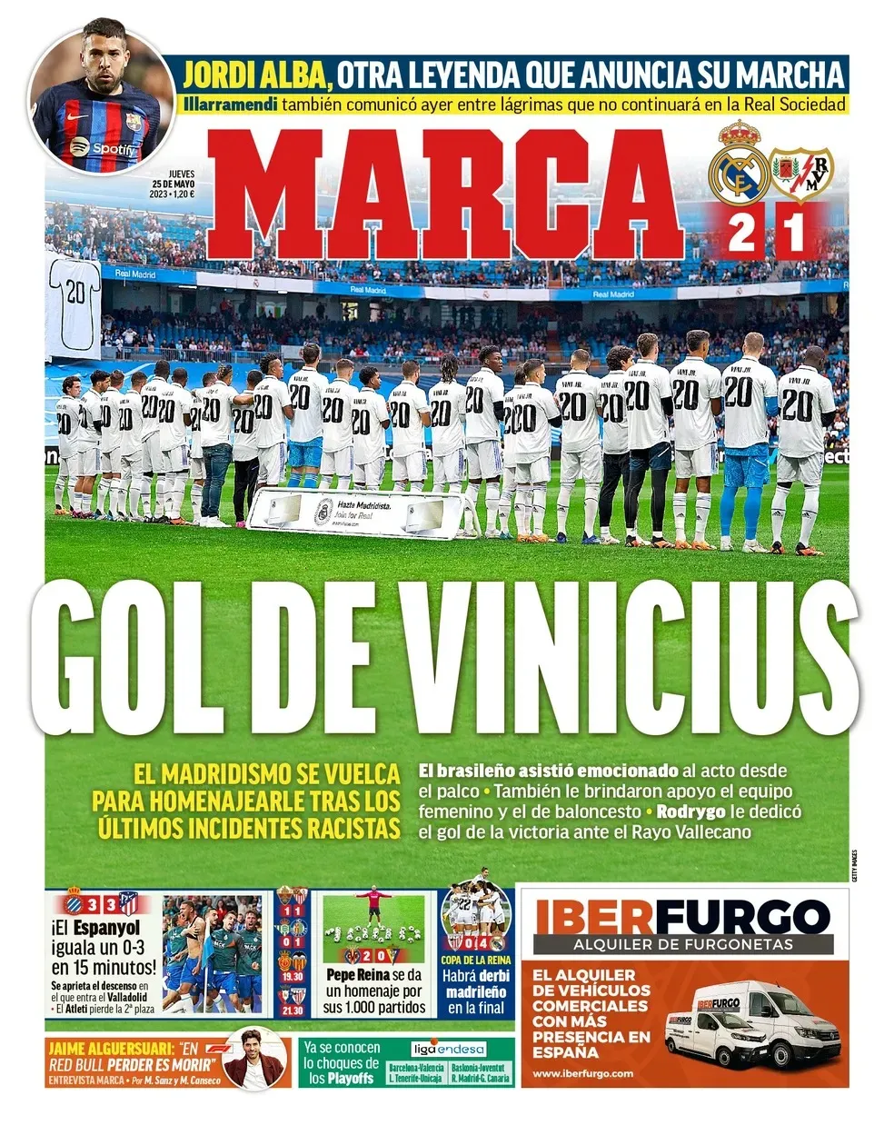Jornal descreve homenagem como "Gol de Vinicius"