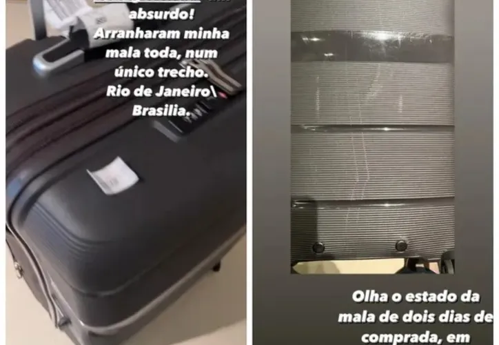 Margareth reclamou que após o trecho entre Rio de Janeiro e Brasília, a mala apresentou arranhões
