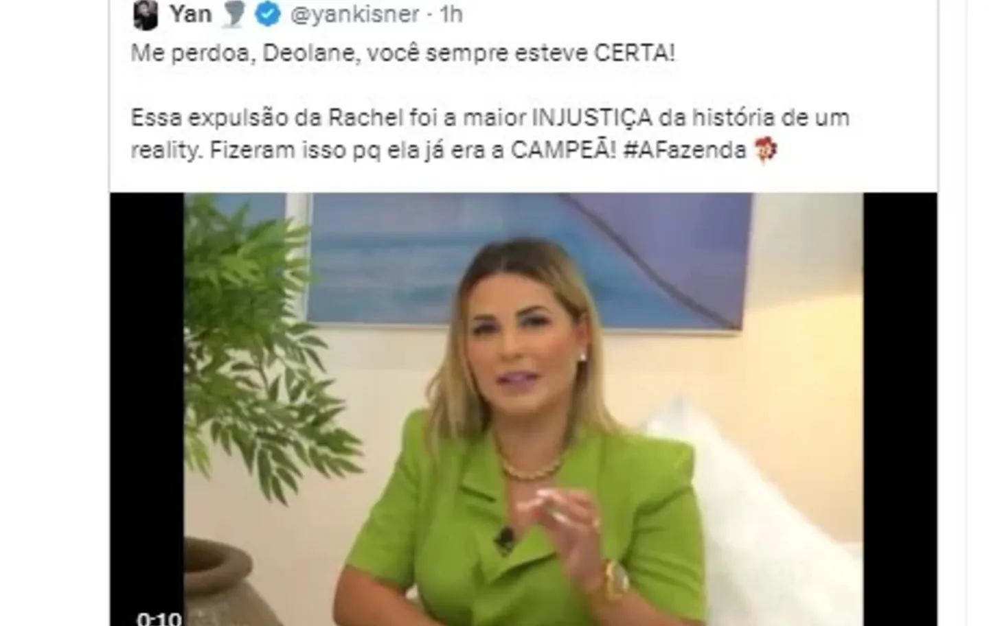 Telespectadores foram às redes sociais criticar a decisão e pedir “perdão” a Deolane Bezerra