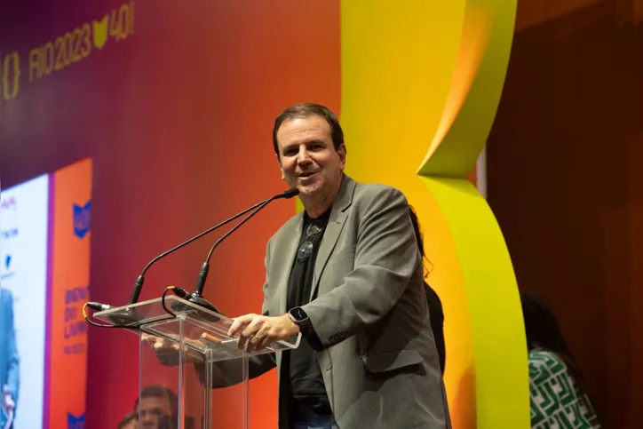 Prefeito do Rio de Janeiro, Eduardo Paes, discursa na abertura do evento
