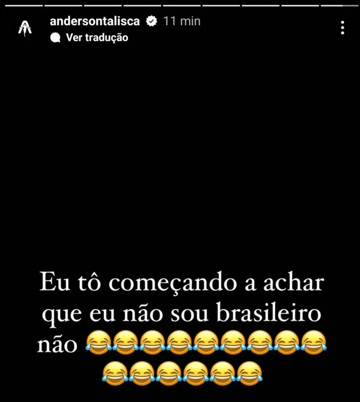 Post de Talisca nos stories do Instagram