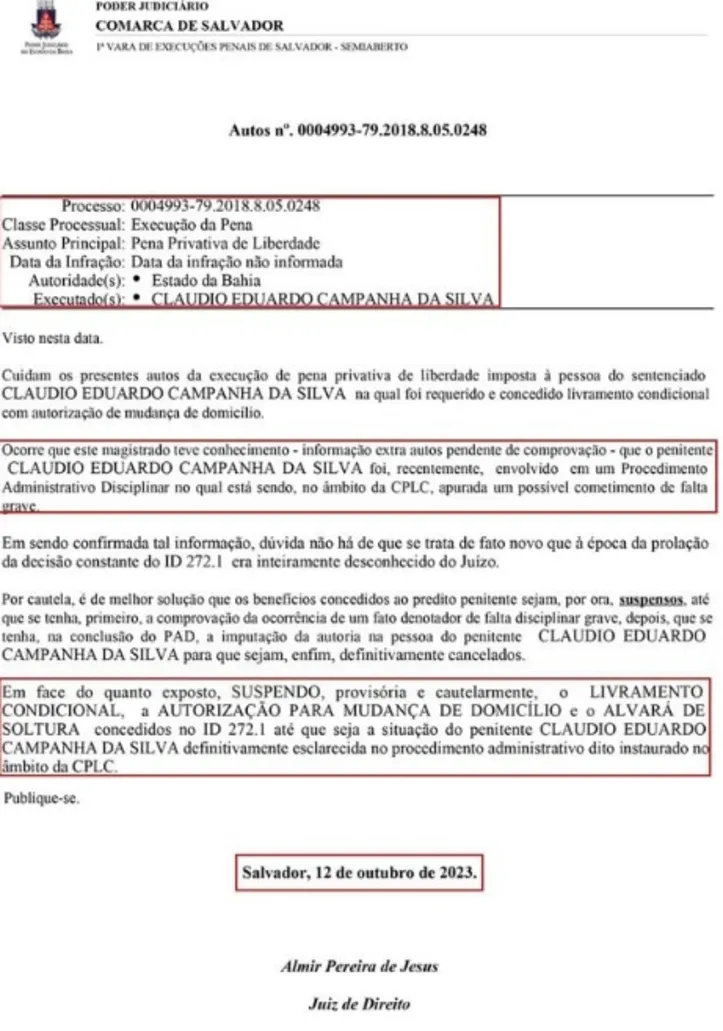 Decisão que suspende a saída condicional