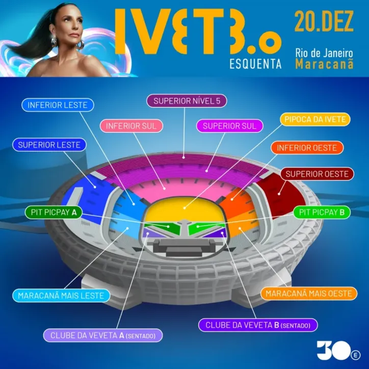 Imagem ilustrativa da imagem Ingressos para comemoração de Ivete no Maracanã começam a ser vendidos